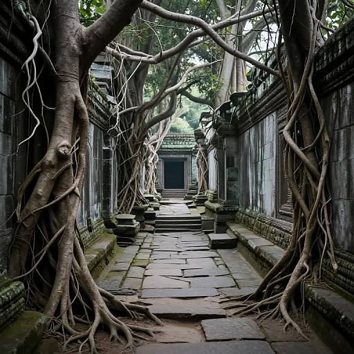 Serene Ancient Pathways with Roots and Branches