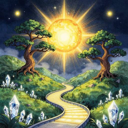 Enchanted Crystal Glen with Solar Flare