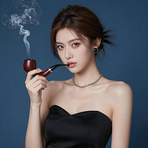 Elegant Woman with Pipe and Updo
