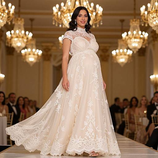 Elegant Pregnant Woman in Ballroom Gown