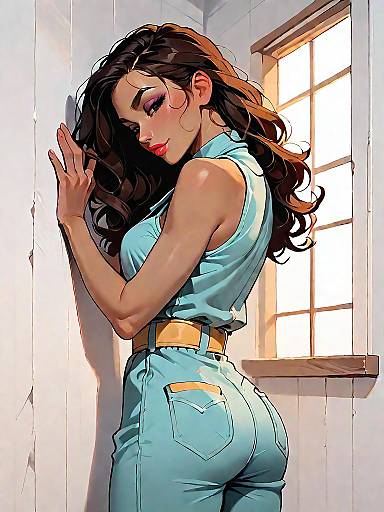 Chic Woman in Geometric Jumpsuit