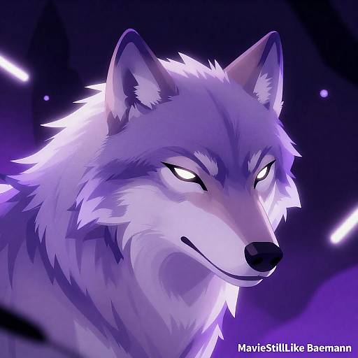 Glowing Purple Anthropomorphic Wolf Illustration