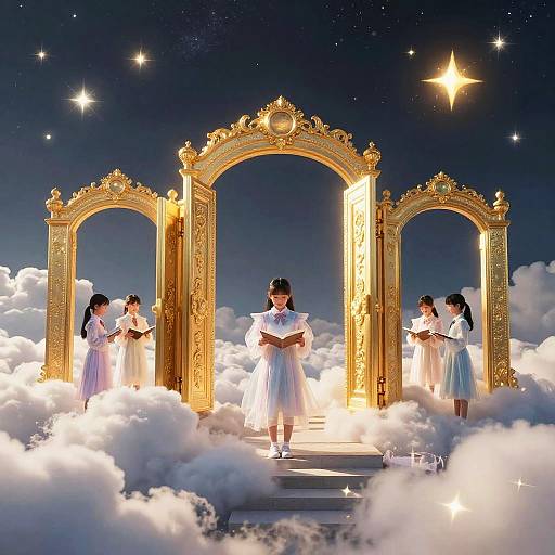 Surreal Cloud School with Celestial Students