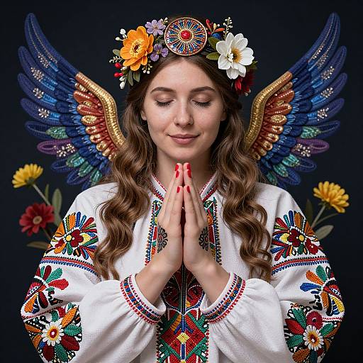Embroidered Ukrainian Angel with Wings