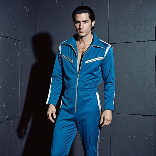 Man in Retro Blue Jumpsuit