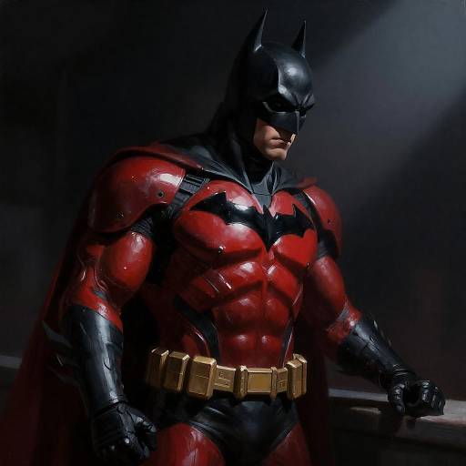 Dark Dramatic Red Batman Armored Suit