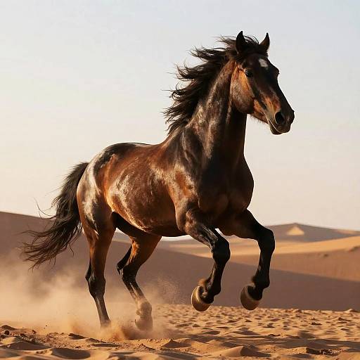 Regal Sable Horse Galloping Desert