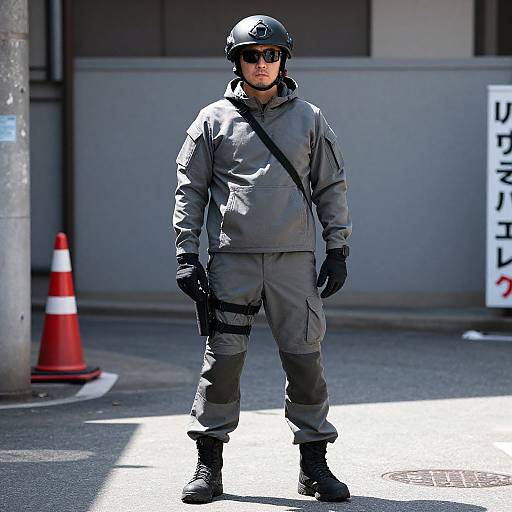 Man in Tactical Gear Standing Outdoors