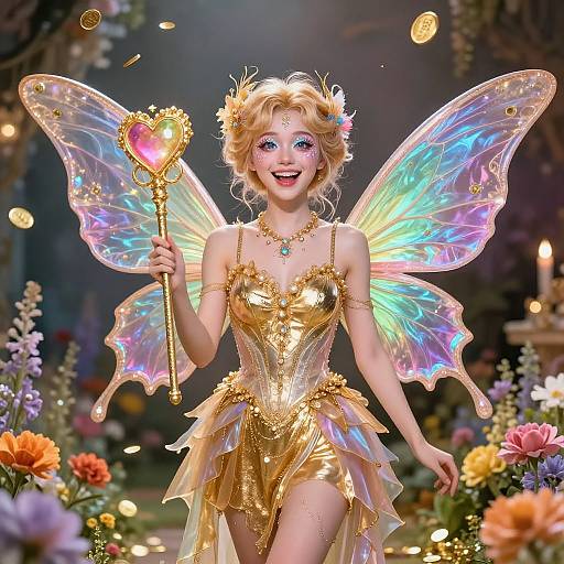 Whimsical Fairy with Butterfly Wings