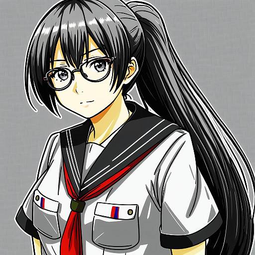 Illustration of Amagiri (kancolle), kantai collection in the style of Okiraku nikku