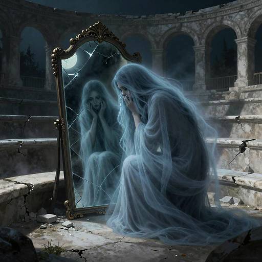 Moonlit Banshee Over Shattered Mirror