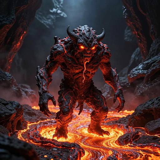 Molten Lava Golem in Volcanic Cavern