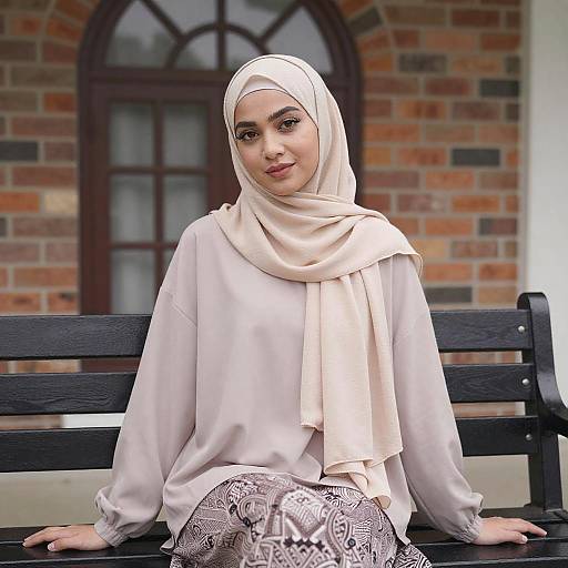 Young Woman in Beige Hijab Portrait