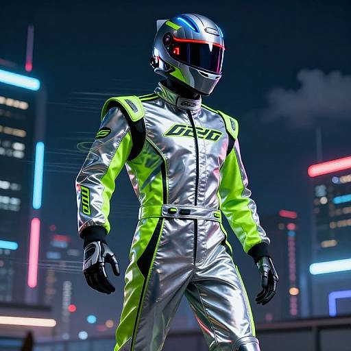 Futuristic Racing Mannequin in Neon City