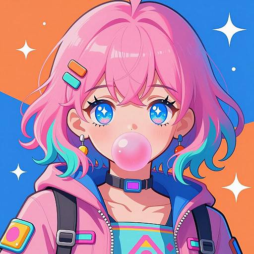 Vibrant Anime Portrait of Energetic Girl