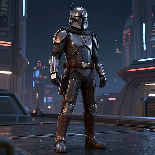 Mandalorian Full Body Sci-Fi Scene