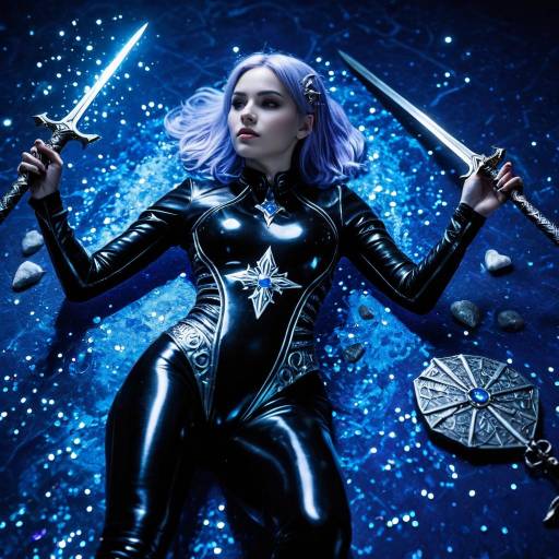 Fantasy Sorceress with Swords and Amulet