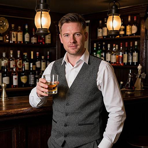 Handsome Man in Rustic Irish Pub