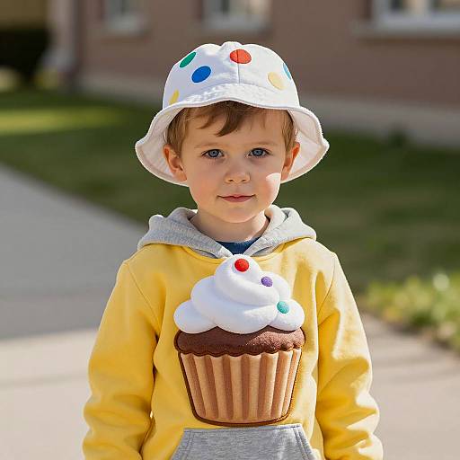 Cute Boy in Colorful Cupcake Costume