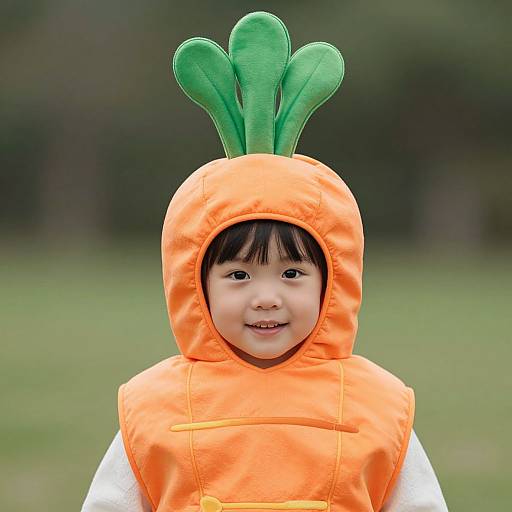 Child in Carrot Costume Close-Up