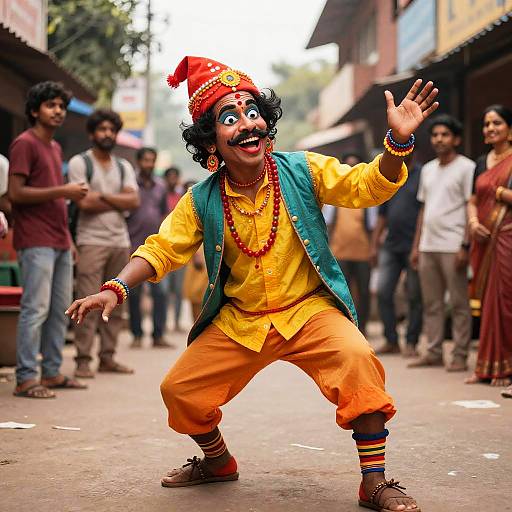 Vibrant Indian Street Performer Art