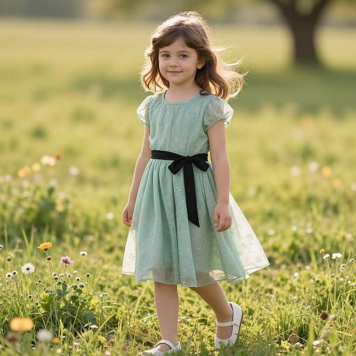 Serene Young Girl in Sunlit Meadow