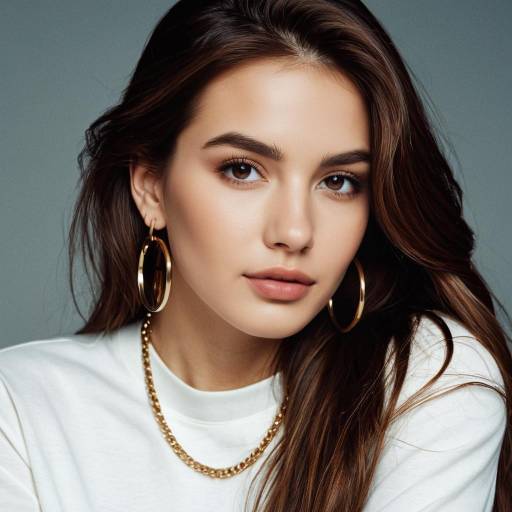 Stylish Girl with Gold Hoop Earrings