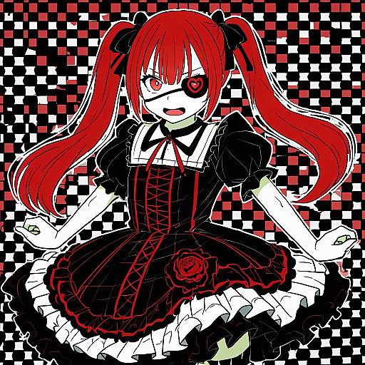 Illustration of Hanazono yurine, jashin-chan dropkick in the style of Mayo (becky2006)