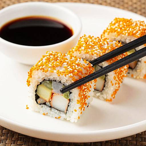 Vibrant Close-Up Sushi Roll Photo