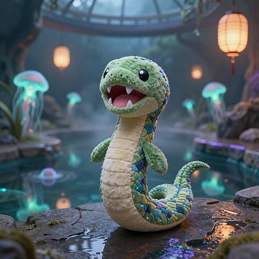 Hand-stitched Sea Serpent Plush in Mystical Tidepool