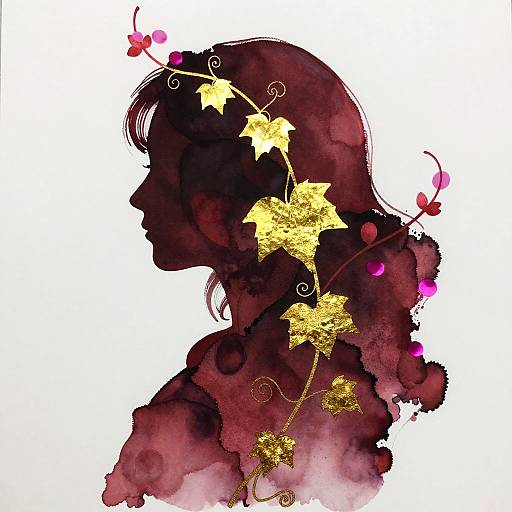 Crimson Ivy Neon Line Art