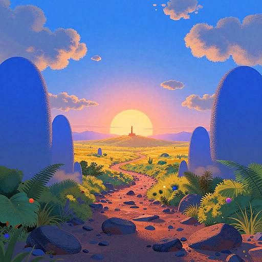 Vaporwave Surreal Desert Sunset