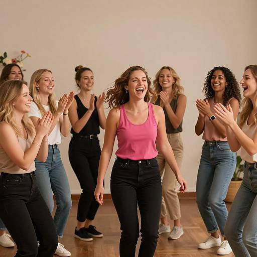 Joyful Dance of Eleven Women Together