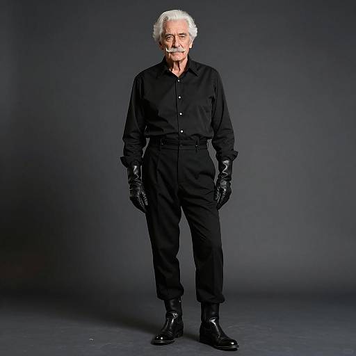 Stylish Older Man in All-Black Outfit