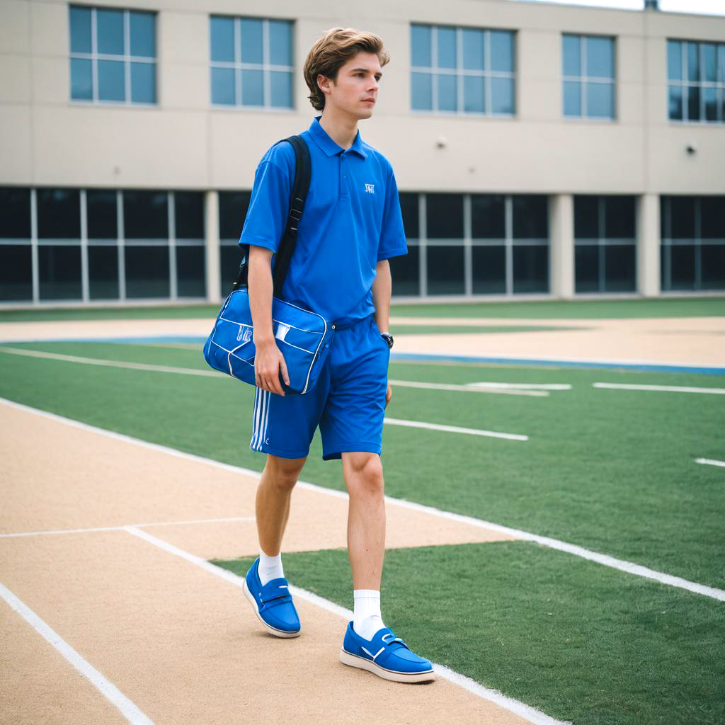 Teenage Athlete in Bright Blue Loafers