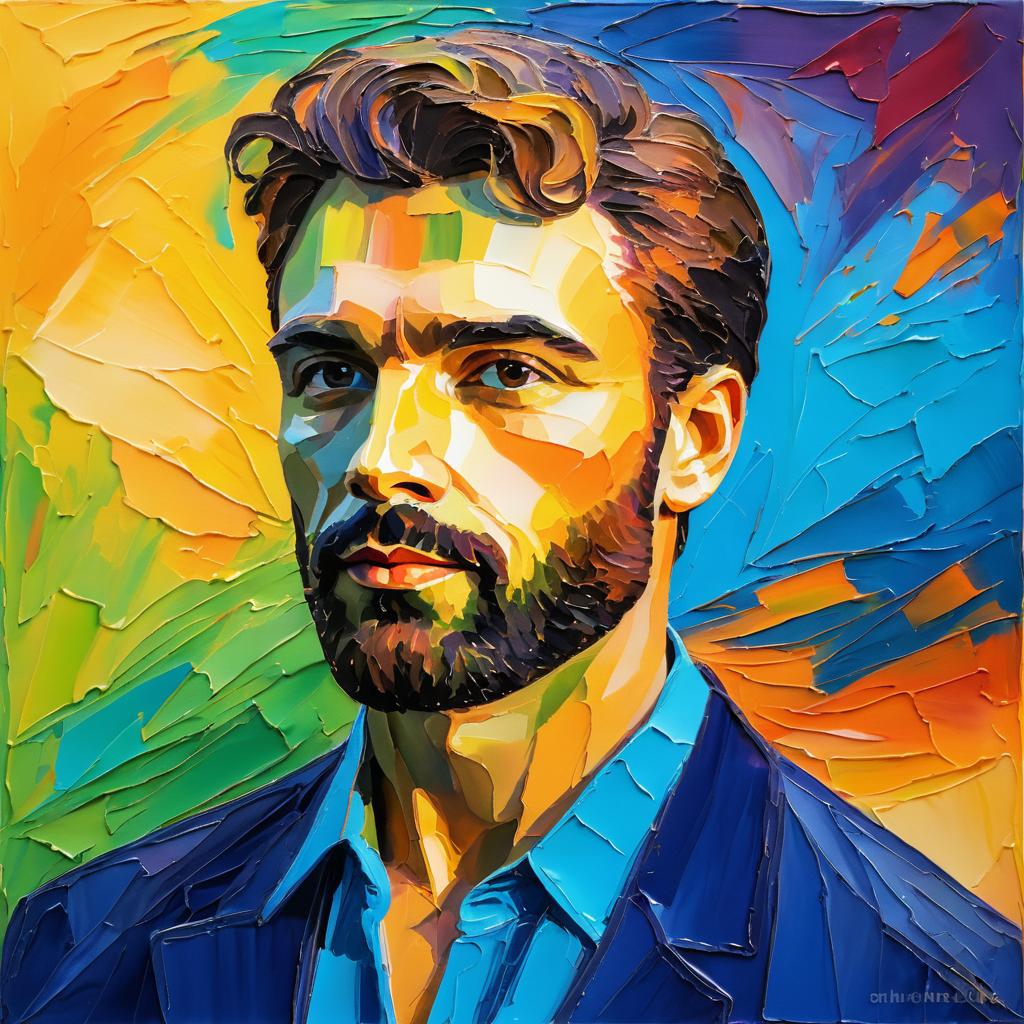 Vibrant Van Gogh Style Portrait of a Man