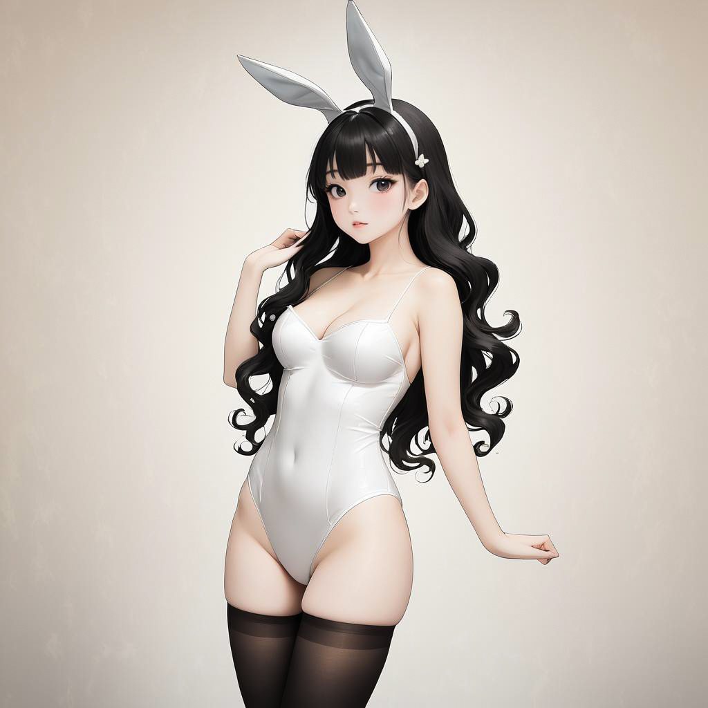 Playful Bunny Girl in Totoro Style