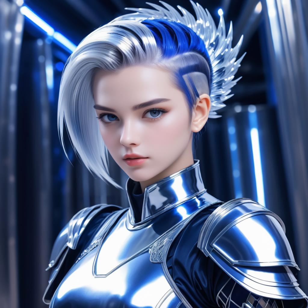 Futuristic Anime Girl in Metallic Armor