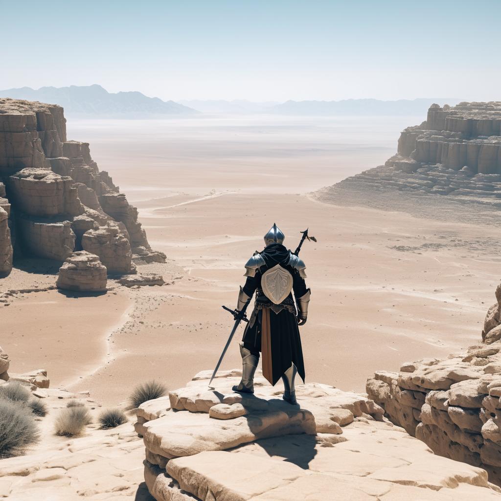 Knight Overlooking Expansive Desert Vista