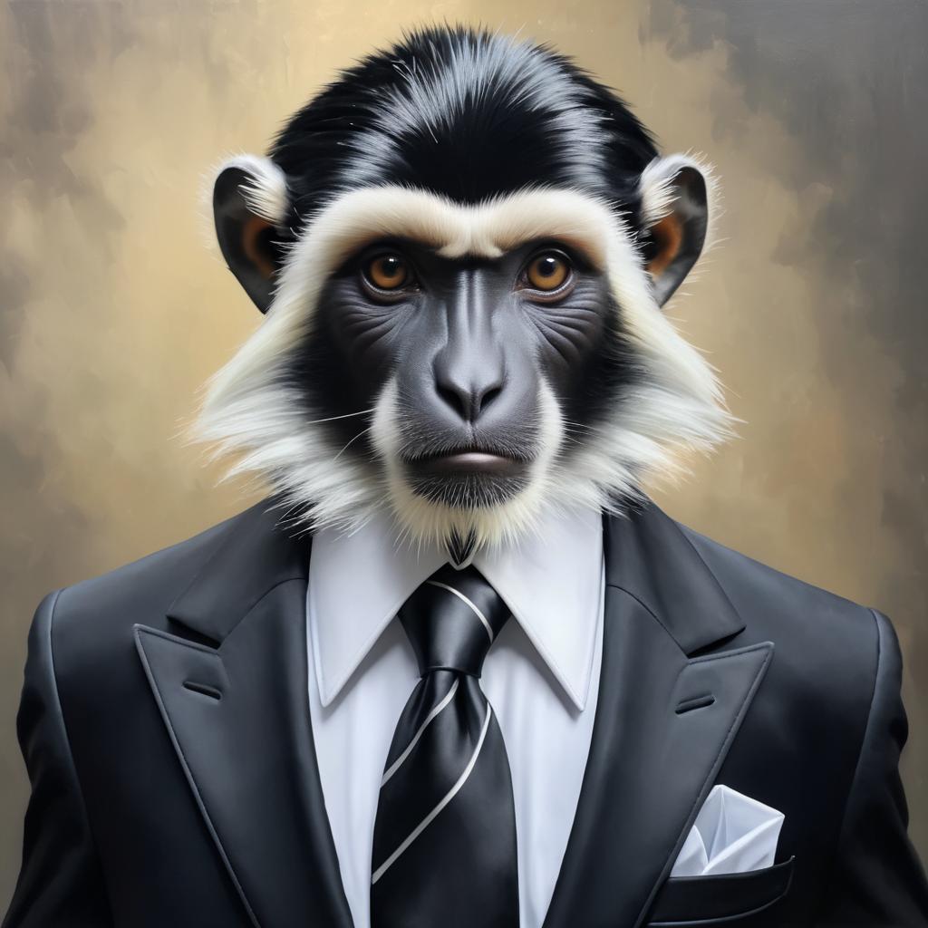 Sophisticated Colobus Monkey in Formal Attire