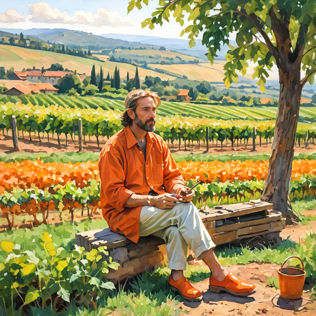 Outdoor Painter in Vineyard Setting