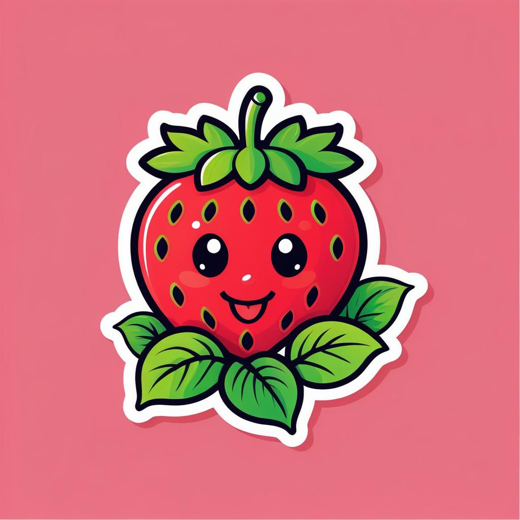 Cute Strawberry Character Logo Design