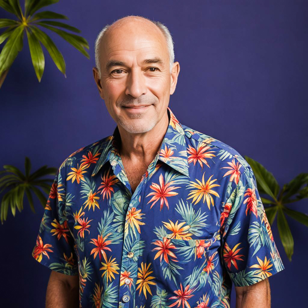 Tropical-Themed Photo of Amused Elder