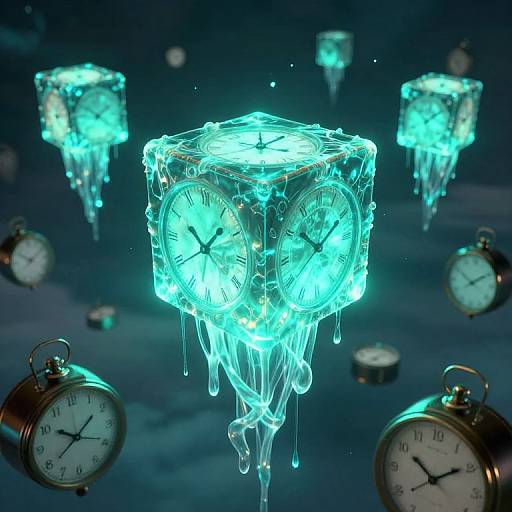 Bioluminescent Cubes in Surreal Sky