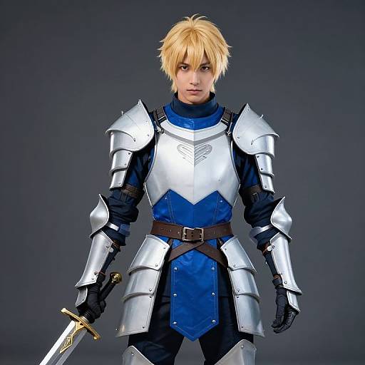 Blonde Warrior in Blue Armor