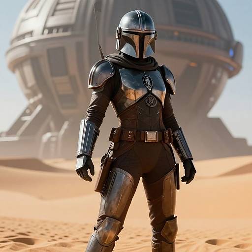Female Mandalorian Warrior on Desert