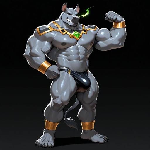 Imposing Rhyno: Muscular Furry Male Imposing Rhyno: Muscular Furry Male