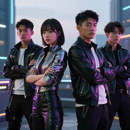 Cyberpunk Duo in Neon Dusk