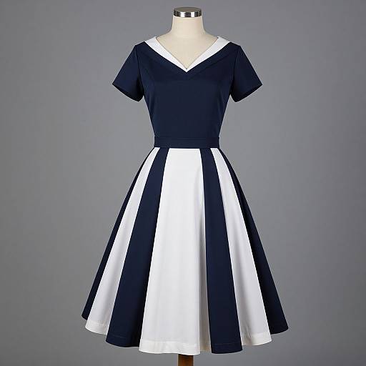 Elegant 1950s Navy Blue Lanz Dress
