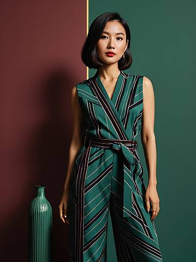 Sophisticated Fashion Portrait in Bold Jumpsuit